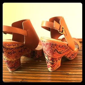 Never worn NAYA Paisley Cork Platform Sandals